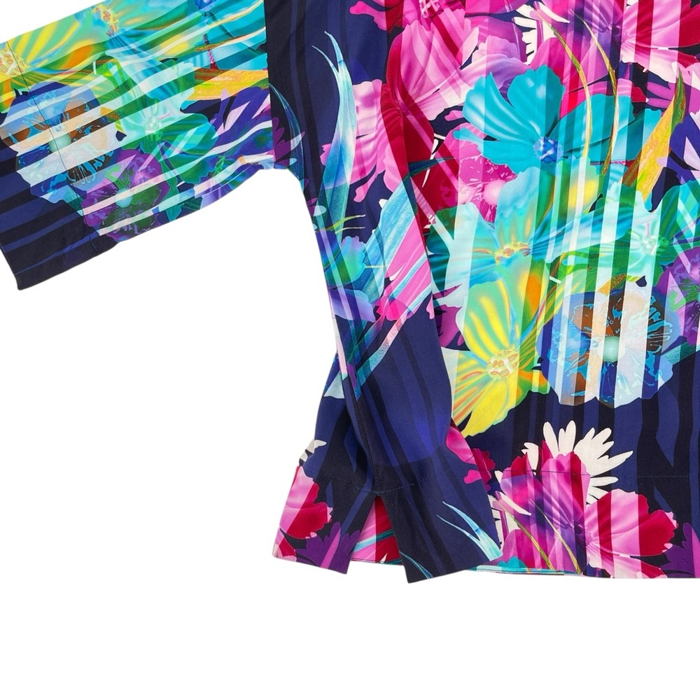 Soft Surroundings Mignon Top Size M Off-Shoulder Neck 3/4 Sleeve Violet Floral - Picture 12 of 15